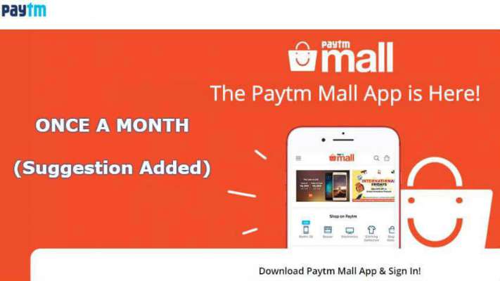 Paytm ONCEAMONTH Offer - Get Rs 200 Cashback on Minimum Purchase of Rs 299 Only