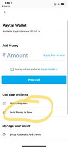 Paytm Send money to Bank for free