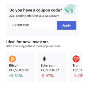 Coindcx Go Free bitcoin Coupon code