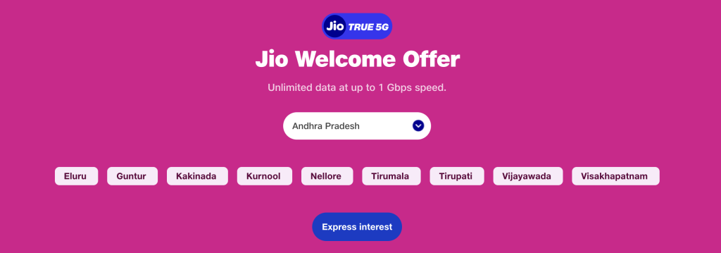 Jio 5G Availability in India